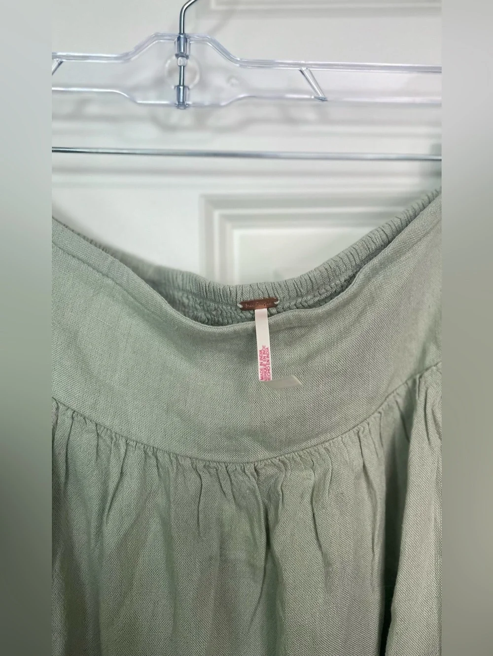 Free People Linen Top and Skirt Set in Pistachio NWT